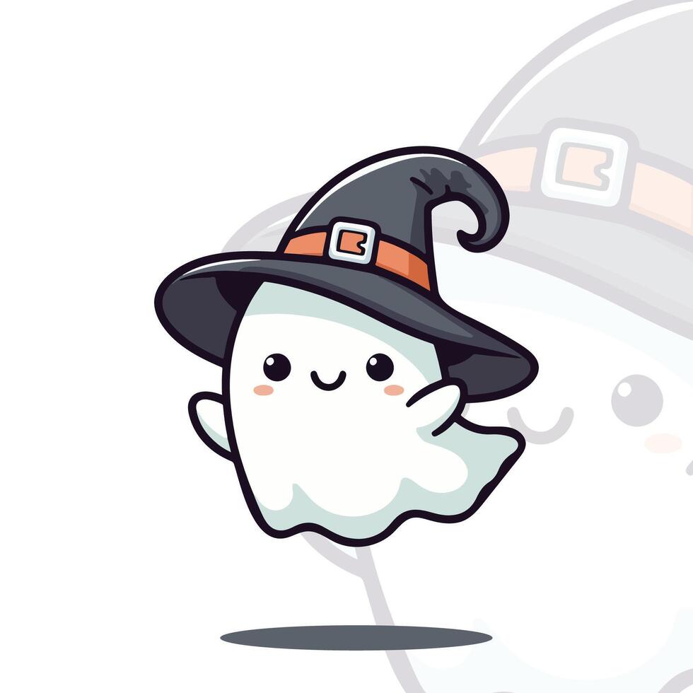 A cartoon ghost with a black hat vector