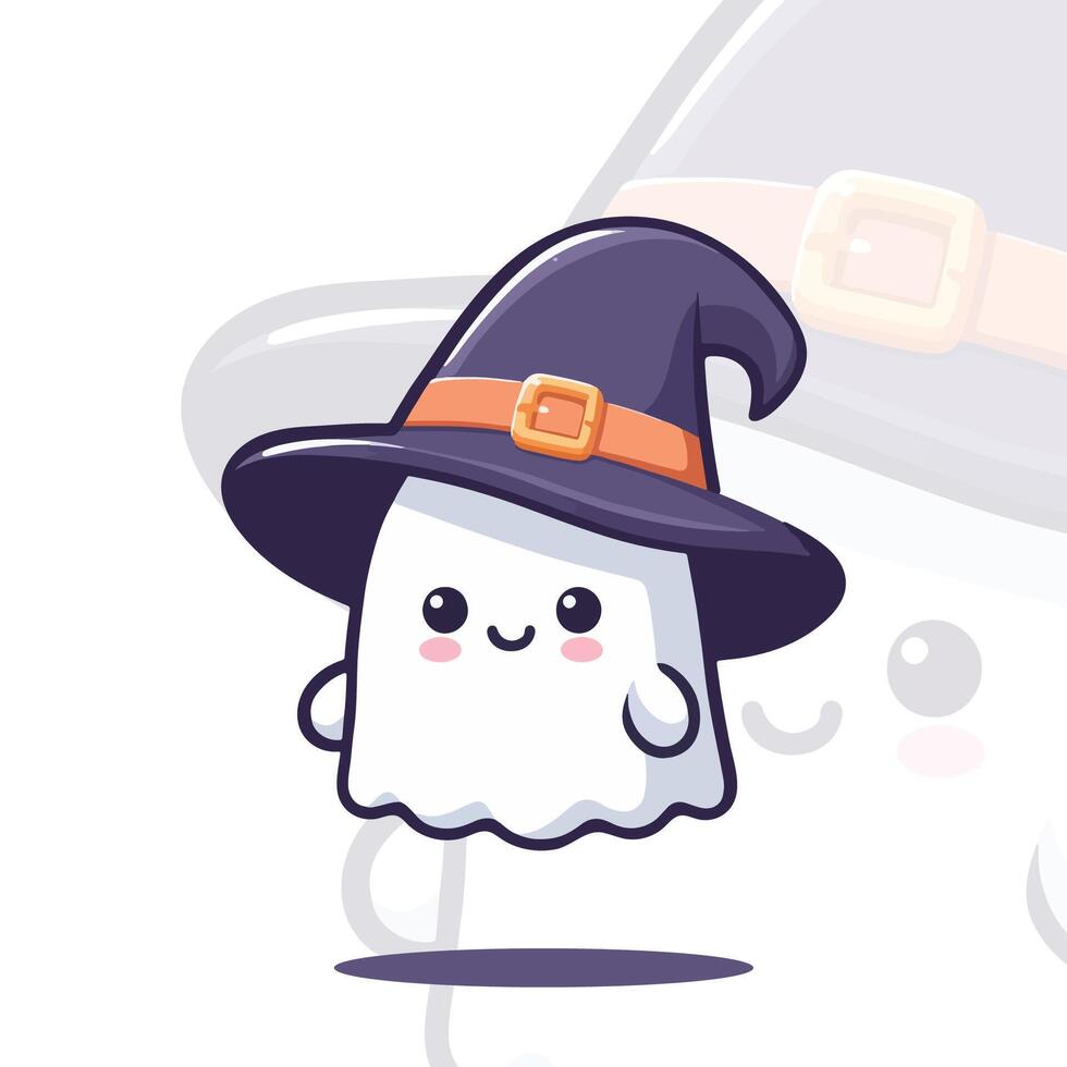 A cartoon ghost with a black hat vector