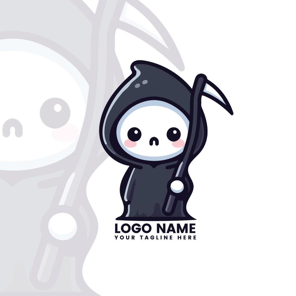 Tiny Grim Reaper with a Scythe vector
