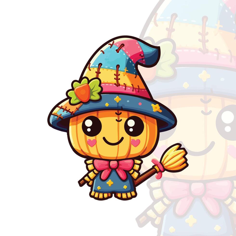 Happy Scarecrow with Candy Corn Eyes vector