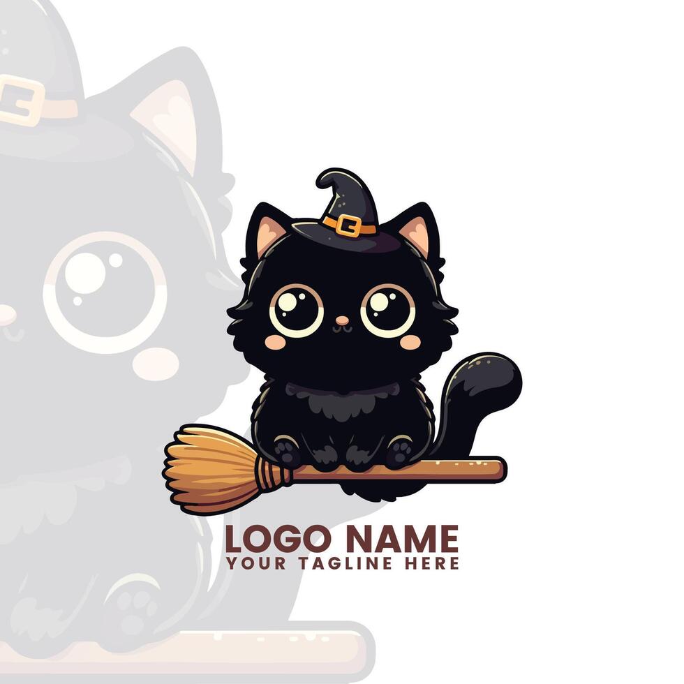 Happy Witch's Black Cat vector