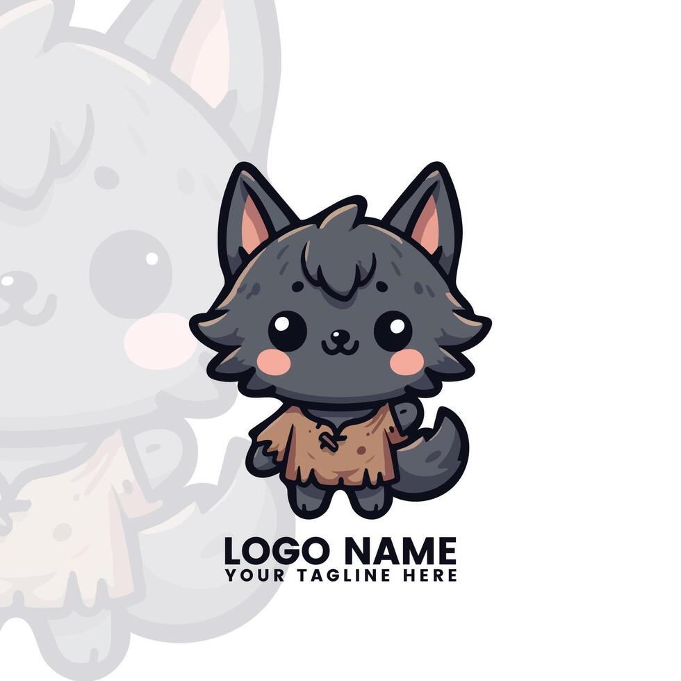 Chibi Werewolf with Fluffy Ears vector