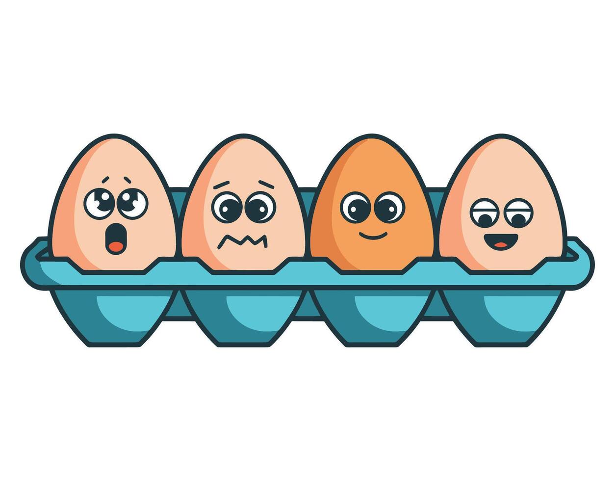 Cute Eggs with Funny Faces Carton Illustration vector