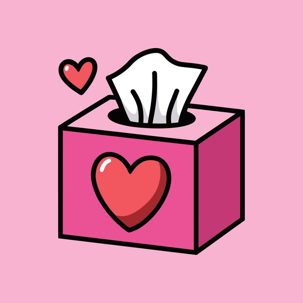 Pink Tissue Box Illustration with Heart Illustration vector