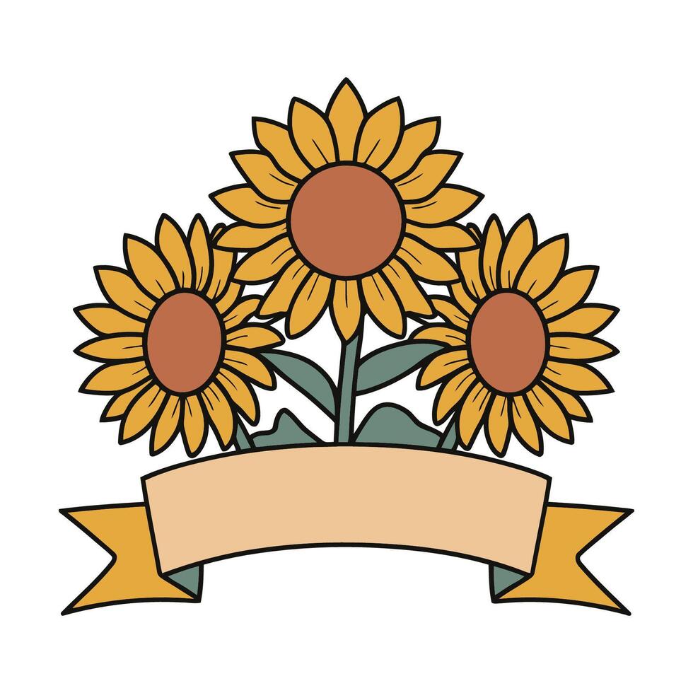 Sunflowers with blank banner illustration vector