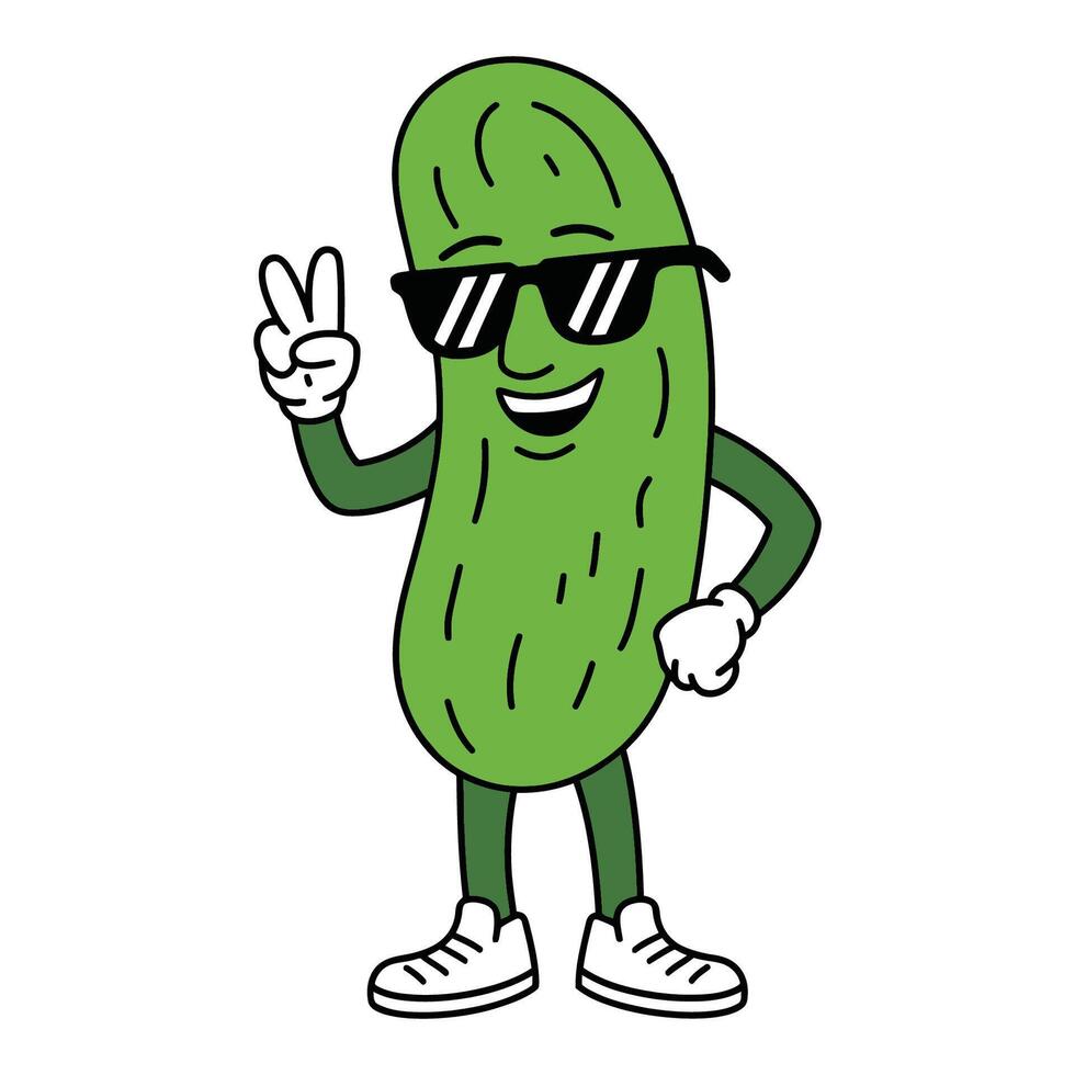 Cool pickle character with sunglasses illustration vector