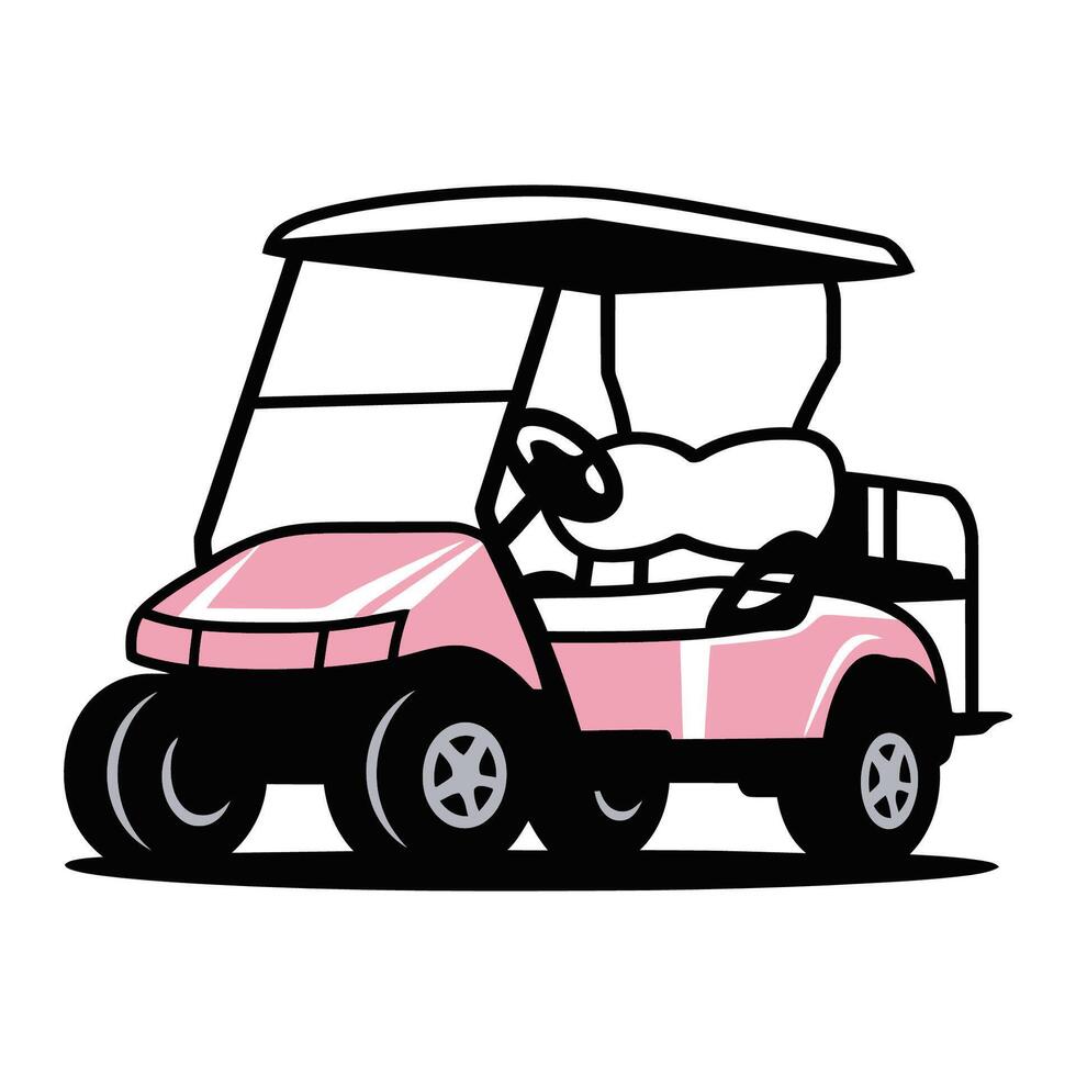 Cute Pink Golf Cart Illustration vector