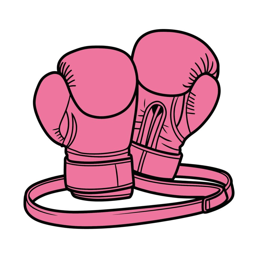 Pink Boxing Gloves Illustration with Bold Outline vector