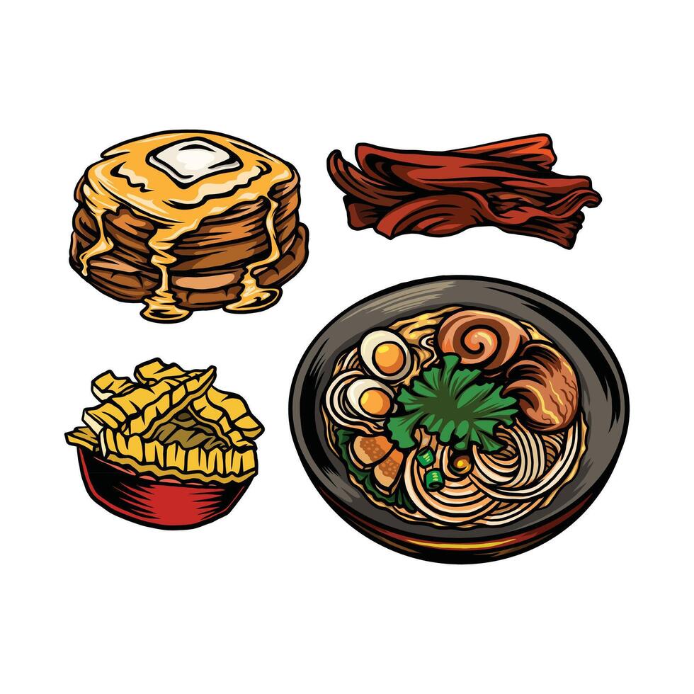 Junk food many in collor vector