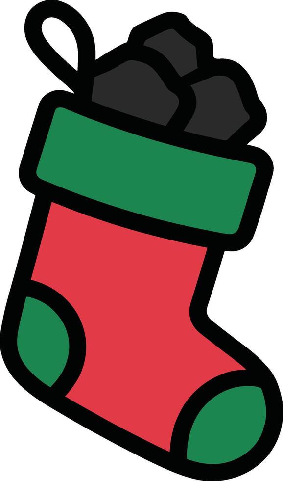 Christmas Stocking with Coal Illustration vector