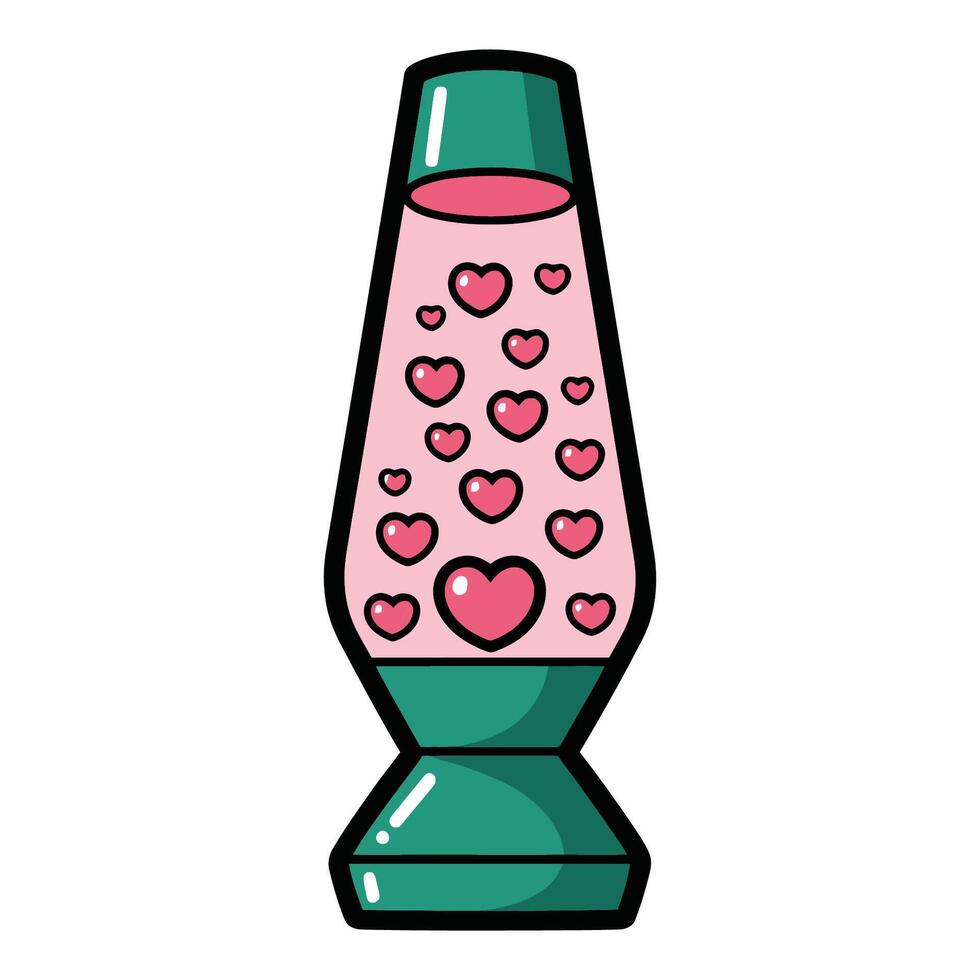 Lava Lamp with Hearts Cartoon Illustration vector