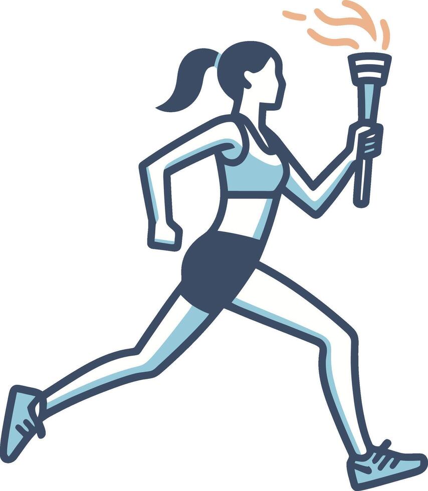A woman running with a torch in her hand vector