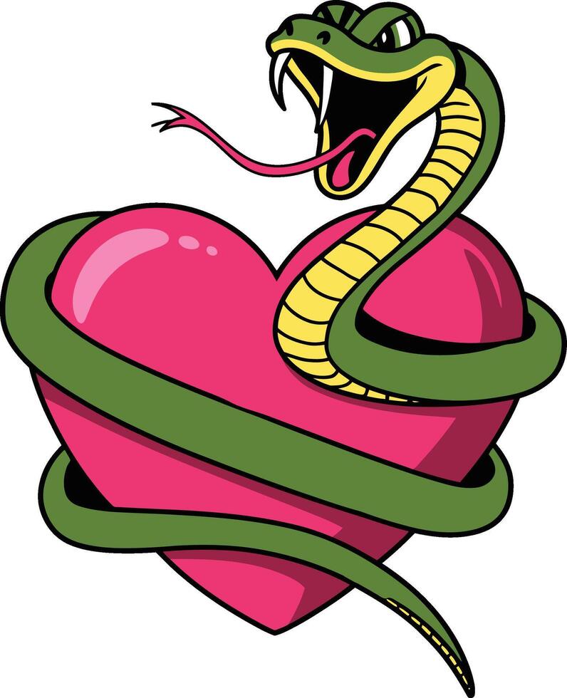 Snake Wrapped Around Heart Illustration vector