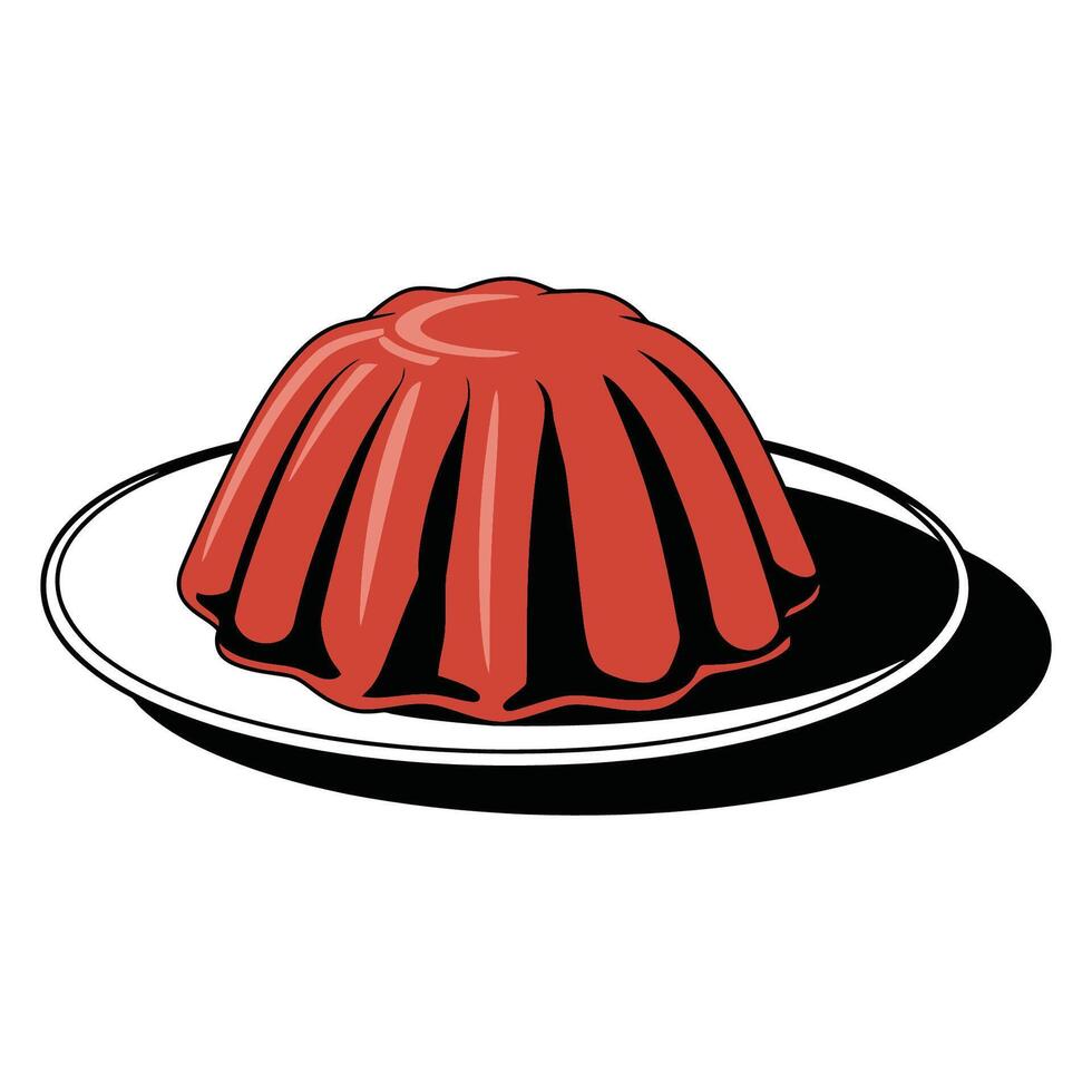 Red Jelly Dessert on Plate Illustration vector