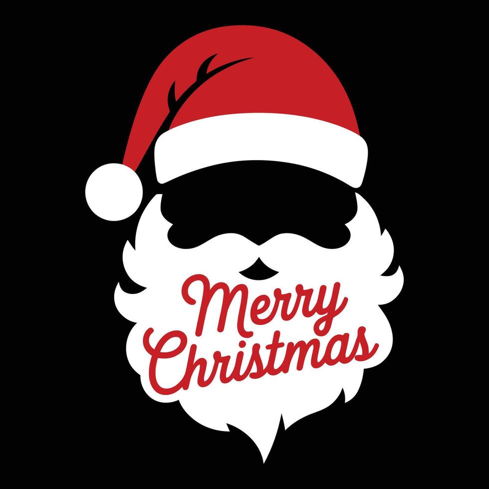 Jolly Santa Claus Face with 'Merry Christmas' Greeting in Red Cursive vector