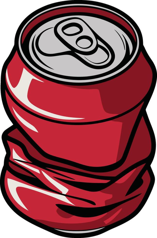 Crushed Red Soda Can Illustration vector