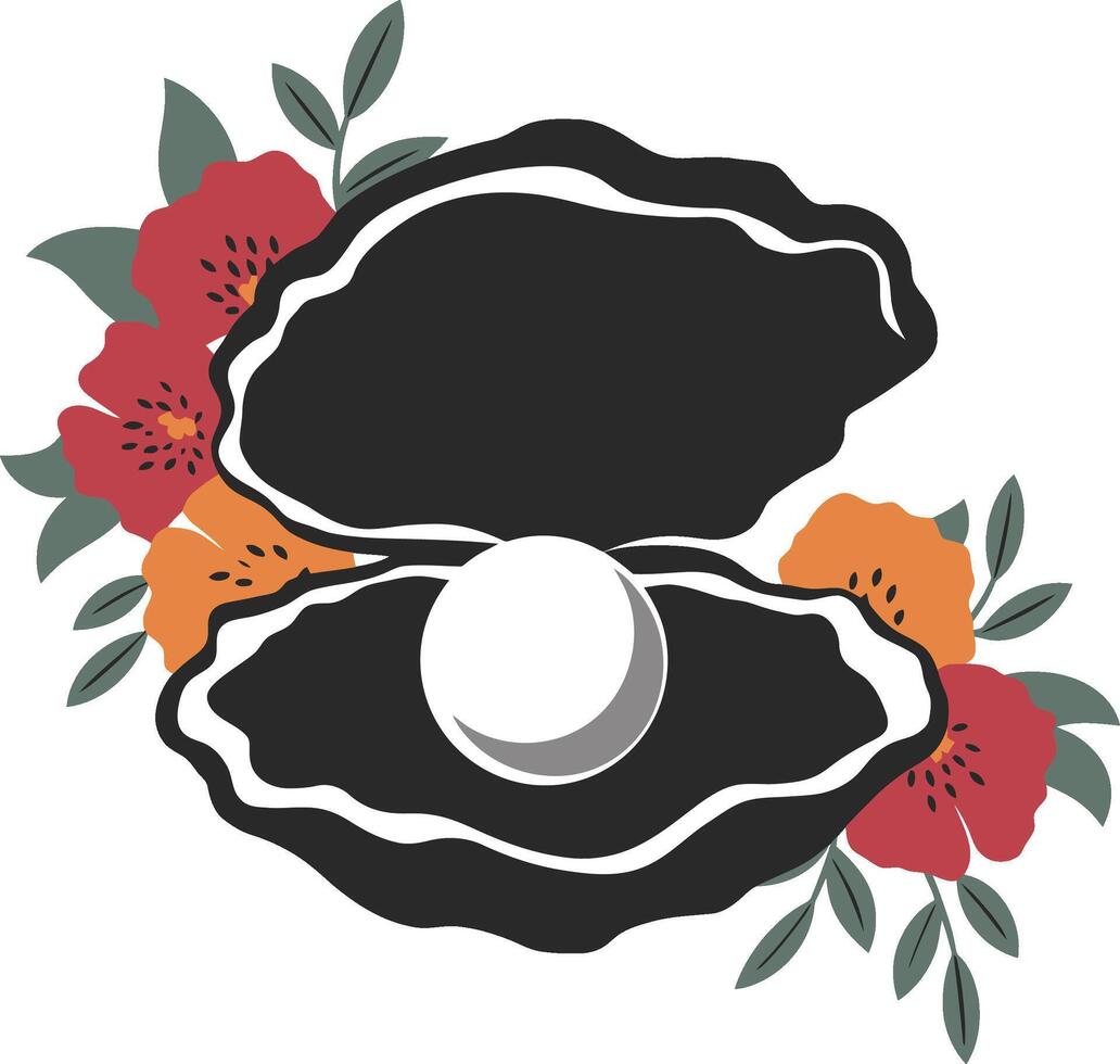Floral oyster with pearl illustration vector