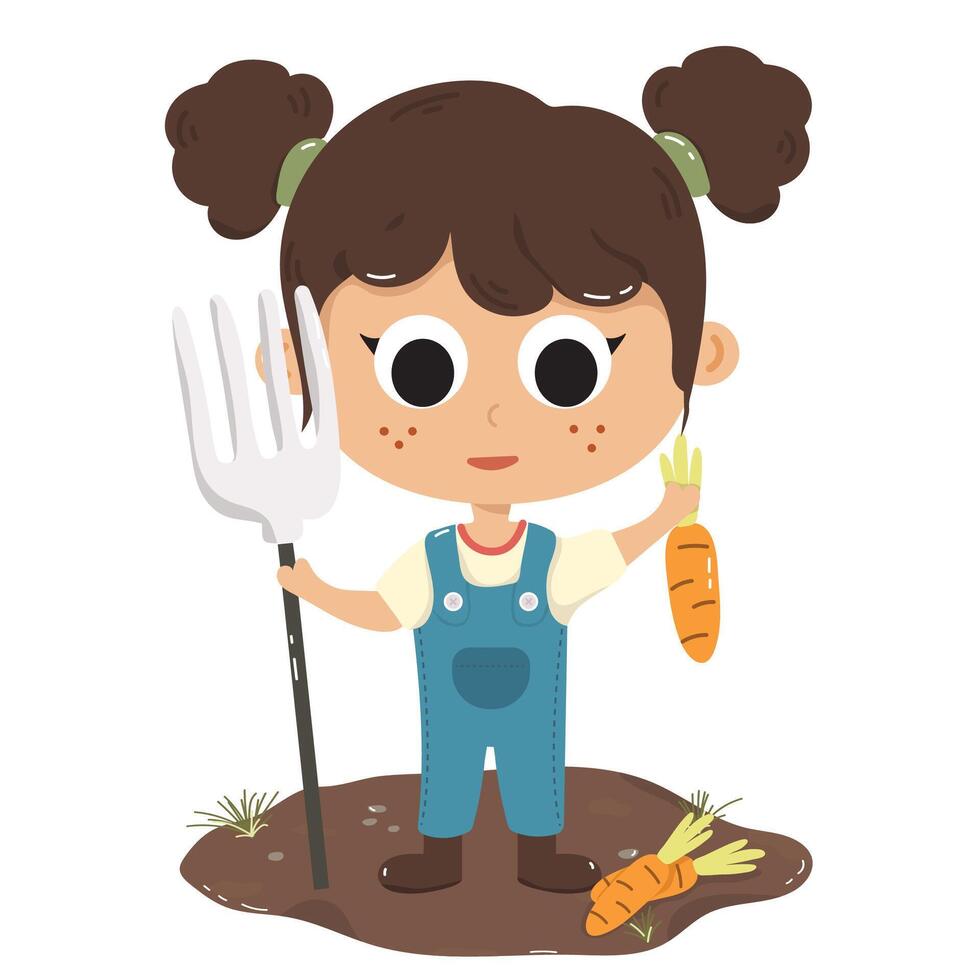 Girl illustration gardening vector
