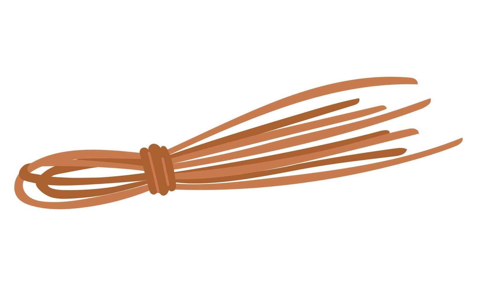 Bamboo massage broom made of sticks. Flat color illustration of a bath accessory. For a spa treatment to improve blood circulation and skin tone. An isolated object for massage in steam conditions vector