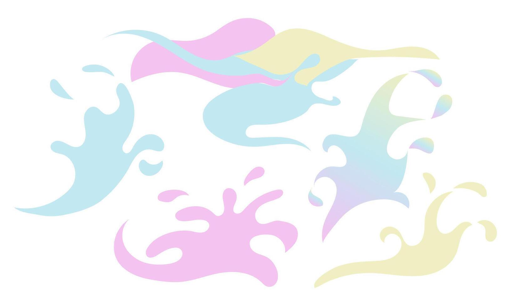 Smooth elements in a set of abstract colored shapes. Fashionable minimalistic design with gentle smoothness like a wave. A modern aesthetic background with liquid organic shapes and wavy curves vector