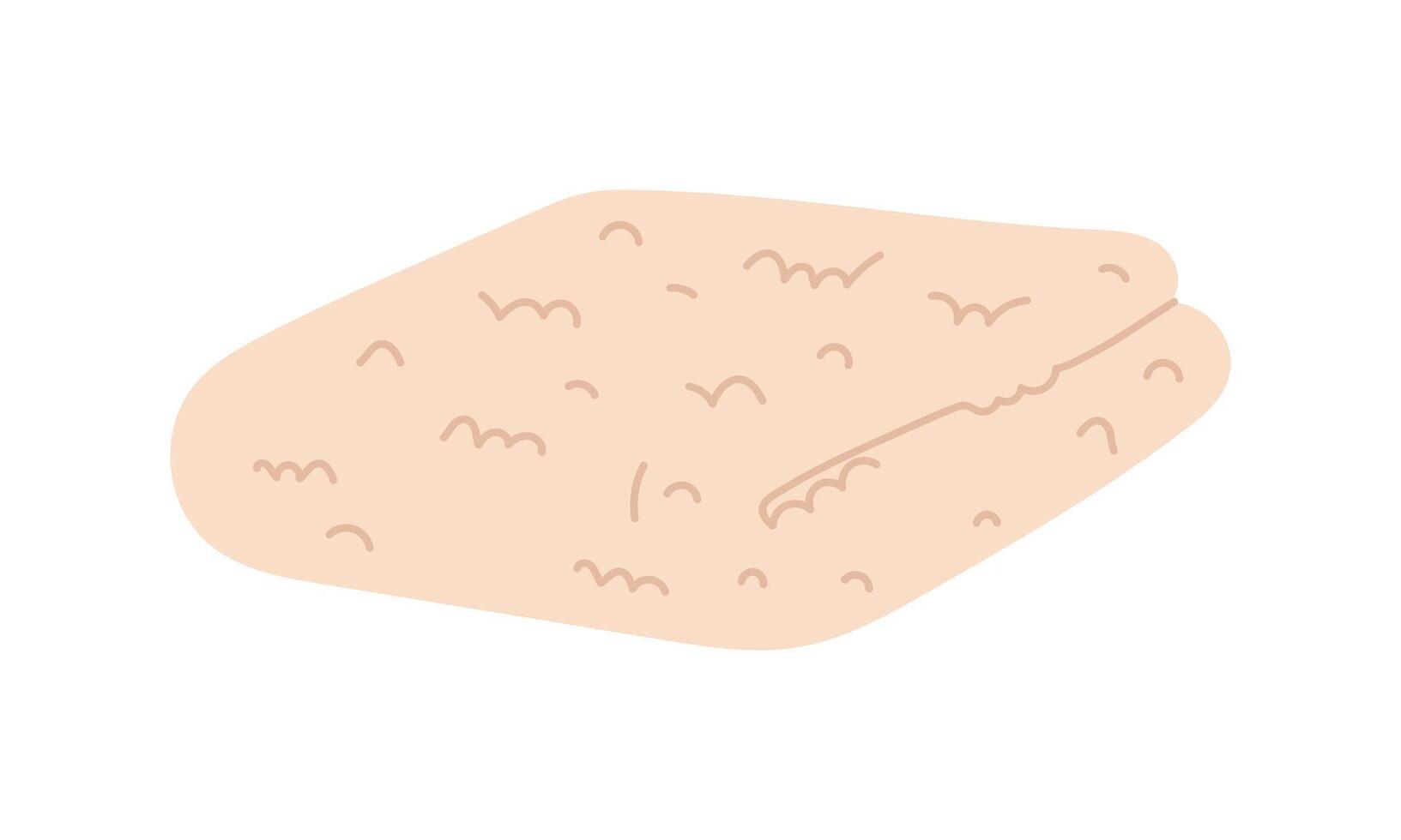 A small fluffy towel is folded neatly. A flat illustration of a soft towel for individual areas of the body folded. Bath towel for hygiene, bathroom textiles, spa, baths on a white background vector