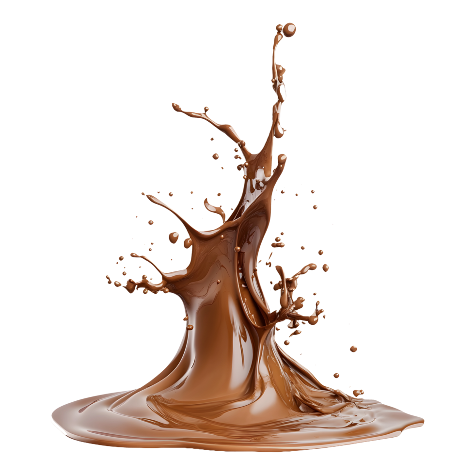 Rich Chocolate Milk Splash Frozen in Time, Creating a Luscious Visual, Perfect for Food-Themed Covers and Banners, Transparent Background png