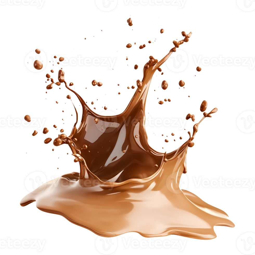 Dynamic Chocolate Liquid Milk Splash, Frozen in Mid-Air for a Delicious and Sweet Visual, Isolated on a Transparent Background png