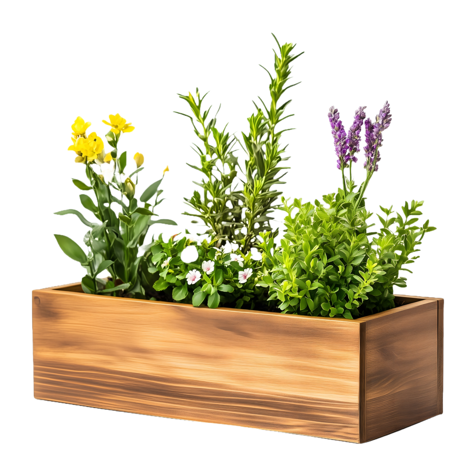 Floral Elegance Wooden Planter Box Display png