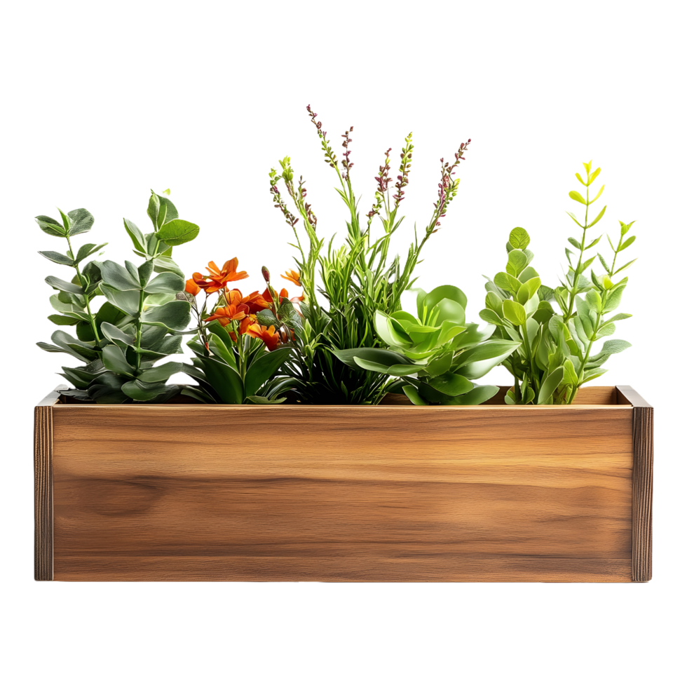 Rustic Bloom Wooden Flower Planter Showcase png