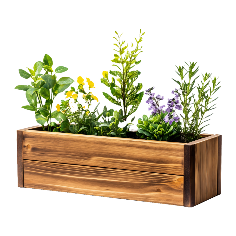 Floral Dreams Clear Background Wooden Planter png