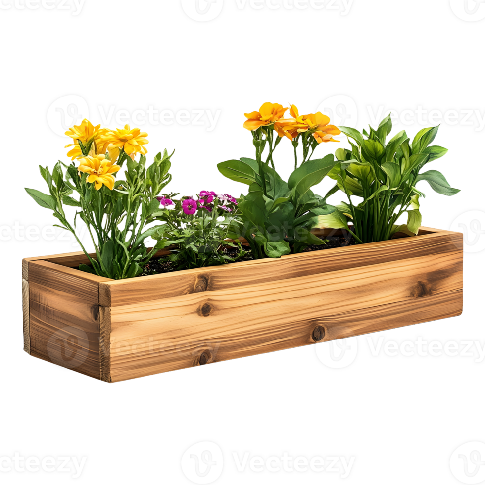 Blooming Serenity Wooden Planter Box png