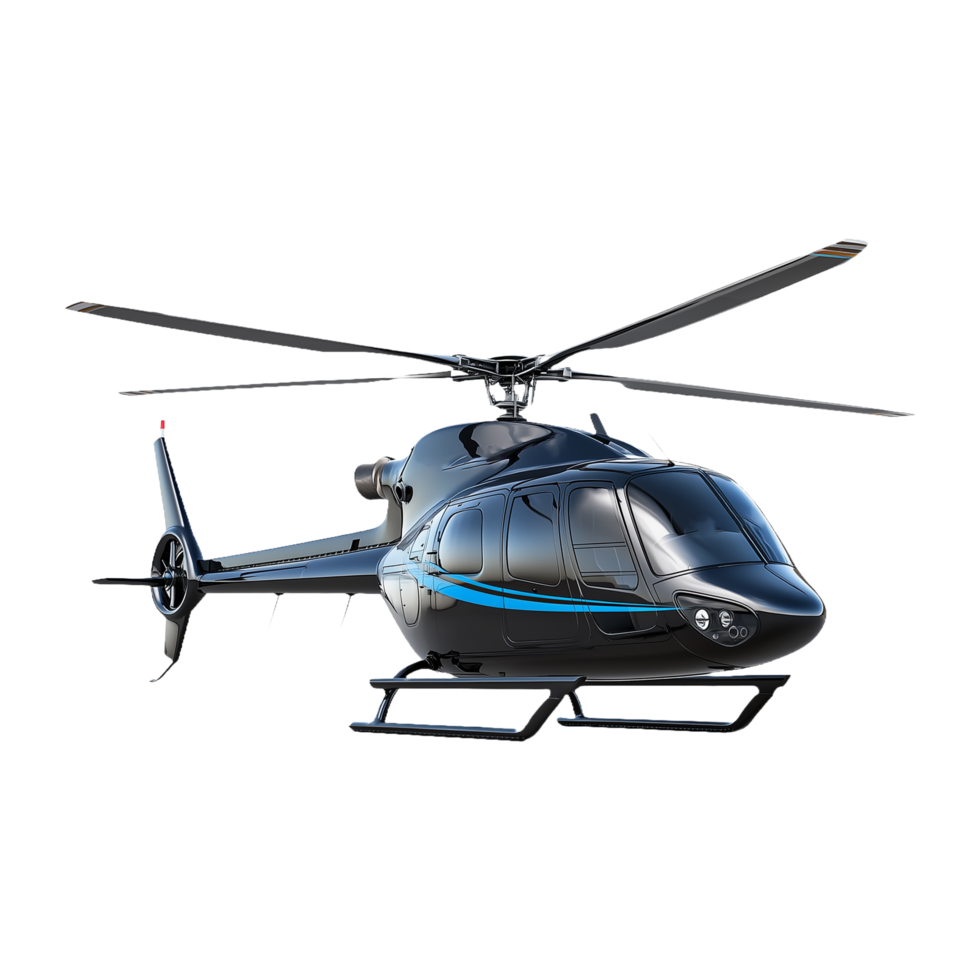 High-Resolution Private Jet Engine Helicopter with Blue Stripes Isolated on a Transparent Background for Advertising, Social Media, and Product Marketing Campaigns png