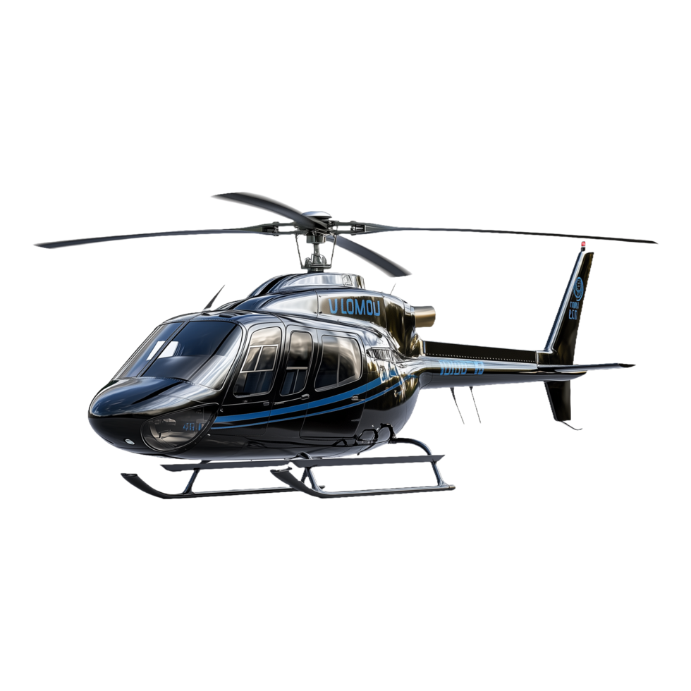 Isolated Private Jet Engine Helicopter with Blue Stripes Perfect for Use in Marketing, Social Media Posts, and Product Ads png