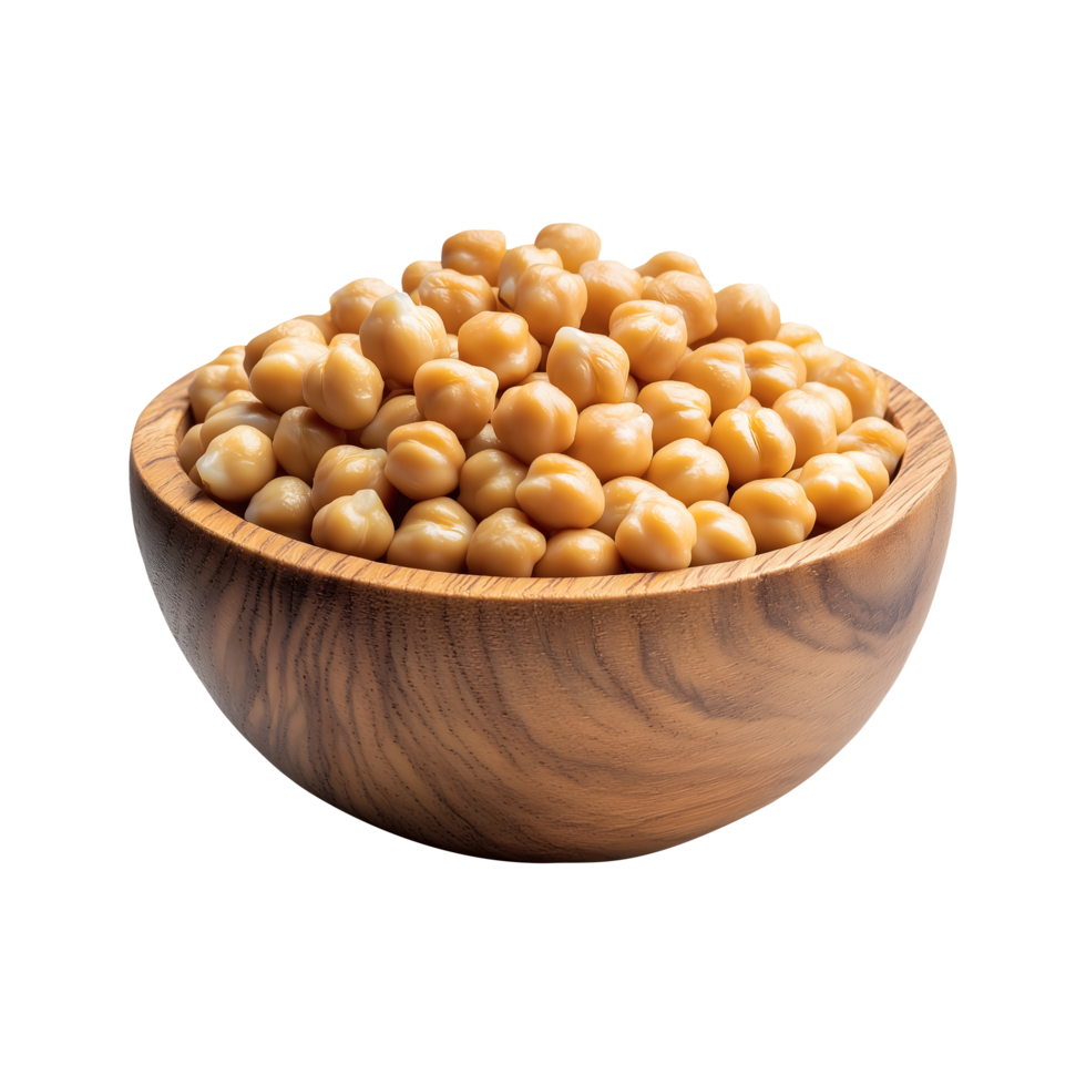 Chickpeas in a Wooden Bowl A Healthy and Organic Ingredient Highlighted on a Transparent Background for Banners, Social Media, and More png