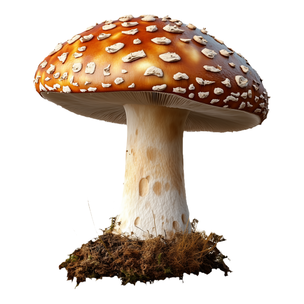 Red Mushroom with White Spots on a Clear Transparent Background for Creative Product Banners, Social Media Graphics png