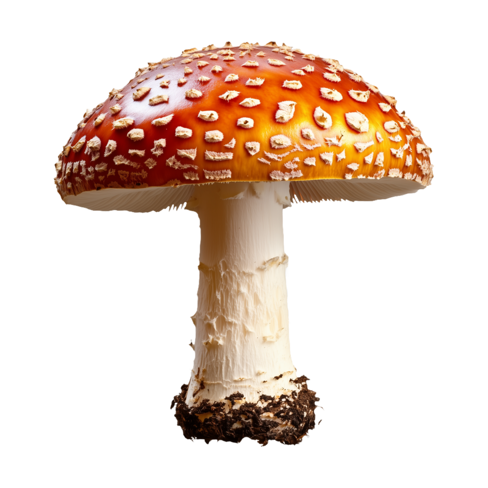 a mushroom with white spot isolated on a transparent background png