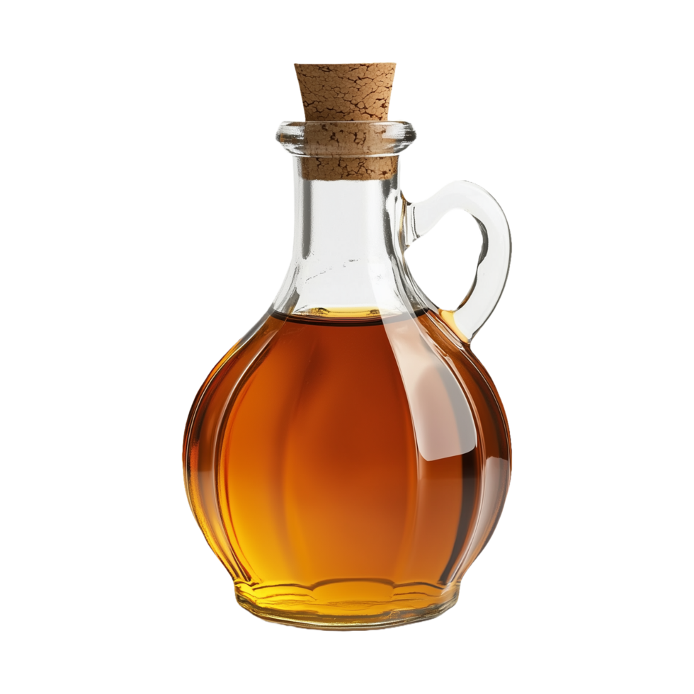 Rustic Maple Syrup Bottle with Cork Isolated on Transparent Background png