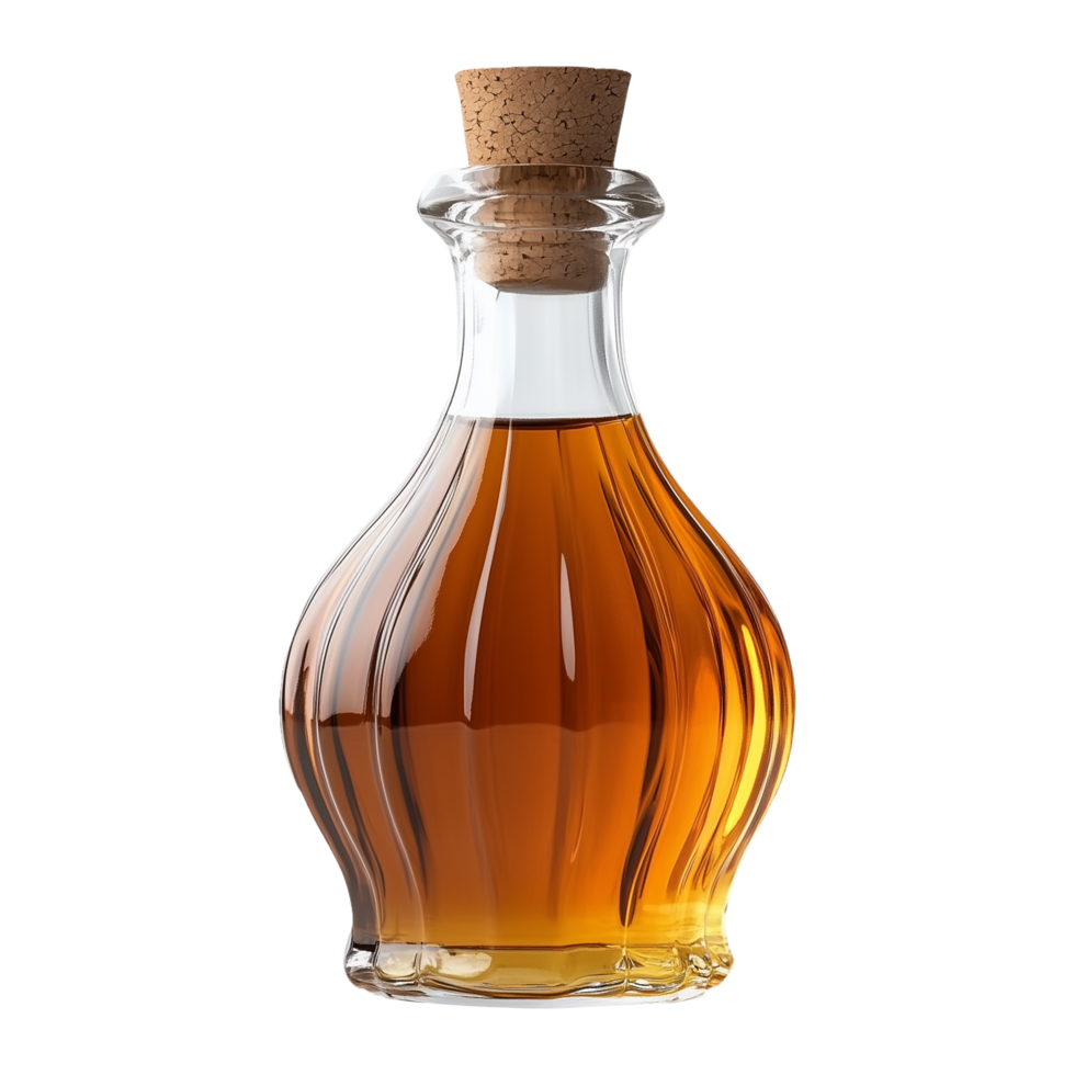 Antique Bottle of Maple Syrup Isolated on Transparent Background with Cork png