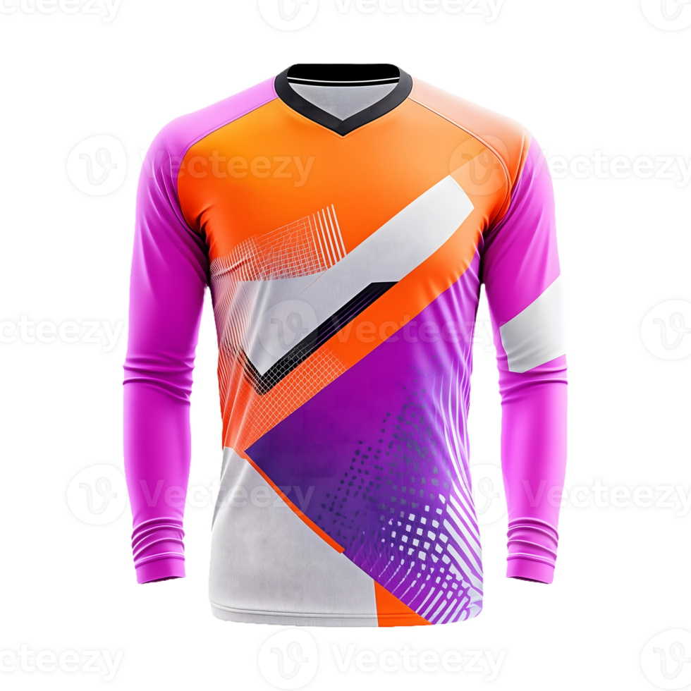 a colorful shirt or Long sleeve jersey with a multicolored texture design isolated on a transparent background png
