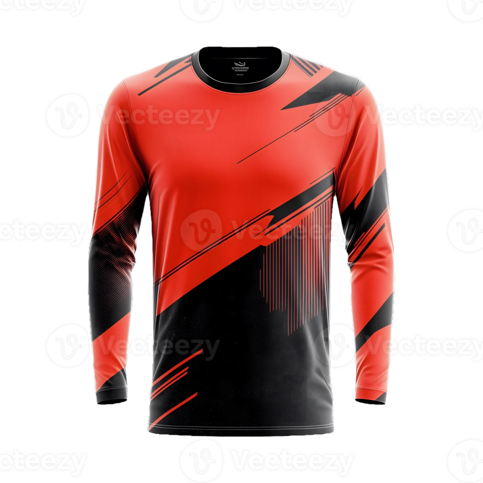 Long Sleeve Soccer Jersey with Multicolored Vintage Grunge Texture Isolated on Transparent Background png