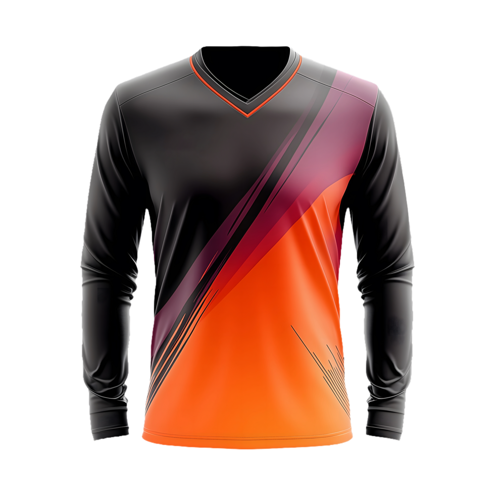 a colorful Long sleeve soccer jersey with colored striped texture design isolated on a transparent background png