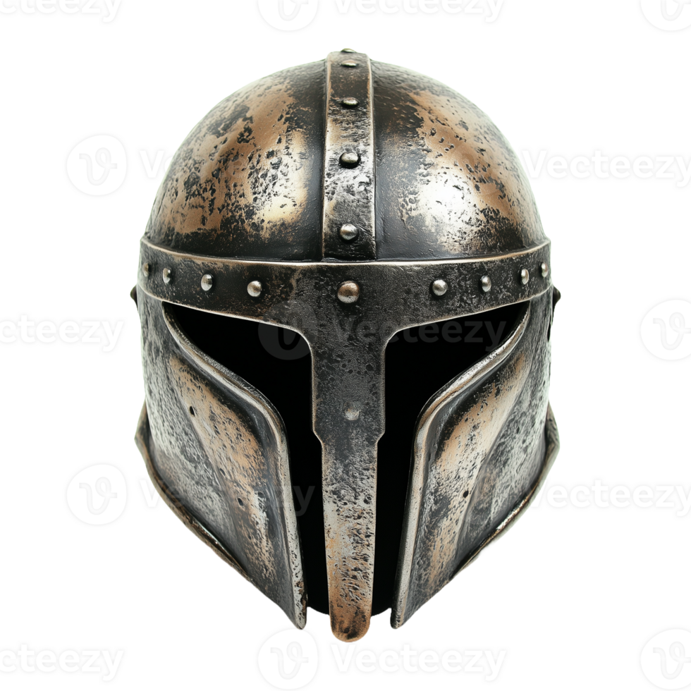 a helmet with a silver handle Retro Vintage Metallic Helmet Isolated on Transparent Background png