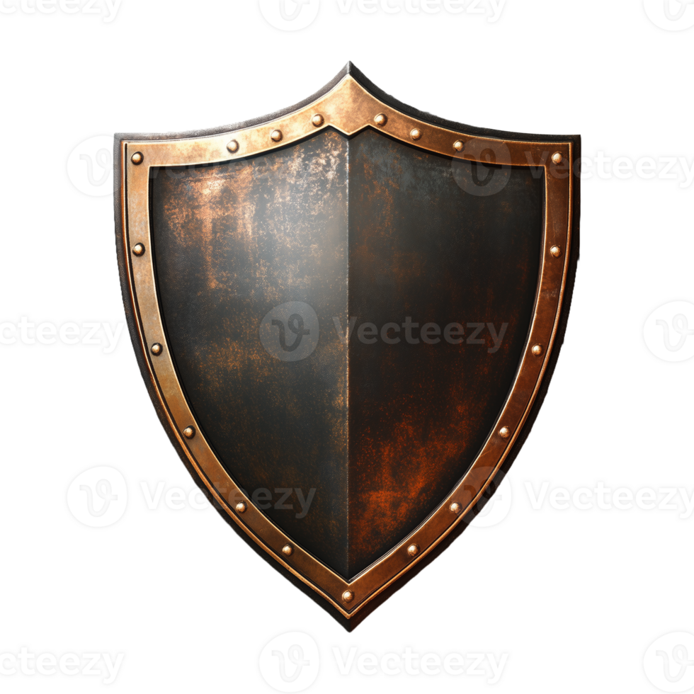 a silver shield with a gold emblem Classic Black and Gold Triangle Shield Isolated on Transparent Background. Ideal for Decorative Uses, Product Covers png