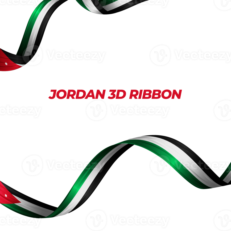 Ribbon with Jordan flag color 3d png