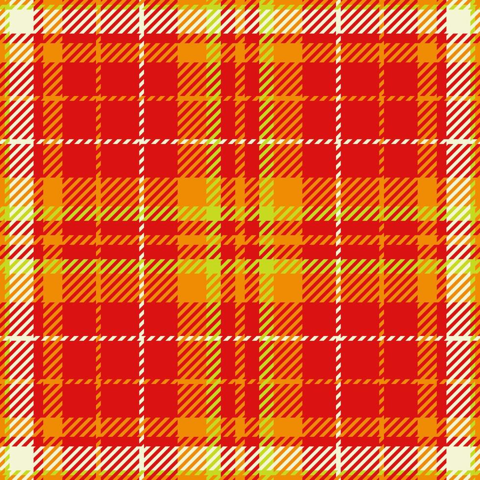 Colourful tartan fabric textile, tile plaid texture. Realistic pattern check background seamless in red and bright colors. vector