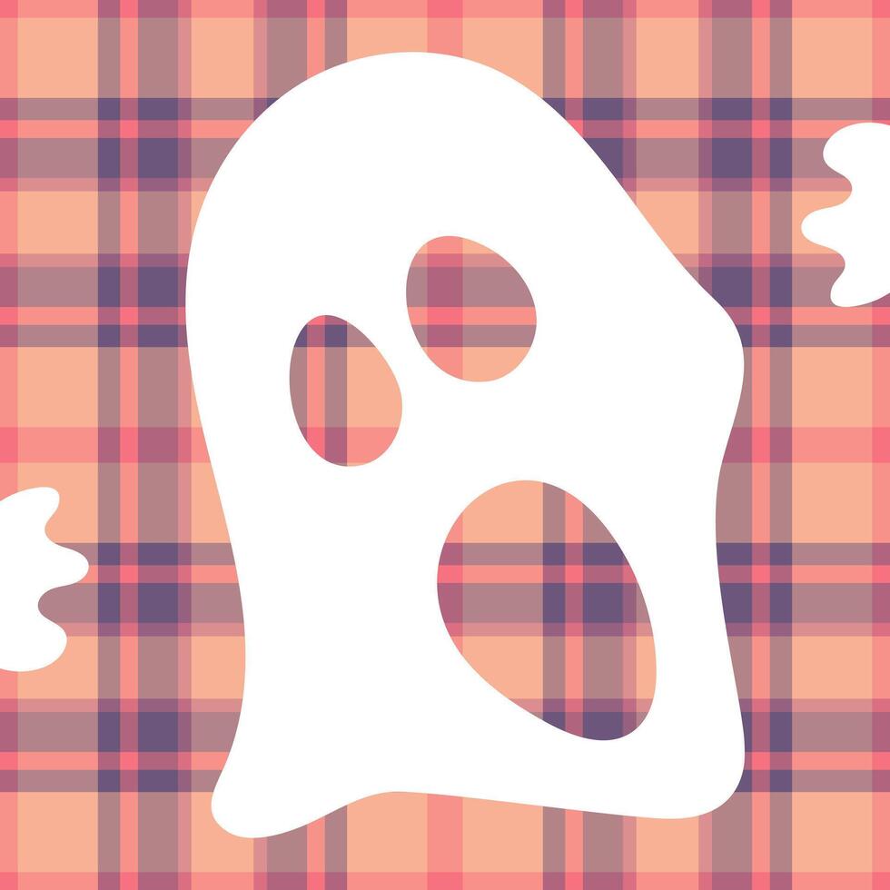 Halloween pattern with plaid stripes and pumpkins, spooky ghosts, and scary ornaments. Ideal for autumn background, textile, fabric, party decor, greeting cards, posters, or tiled wallpaper. vector