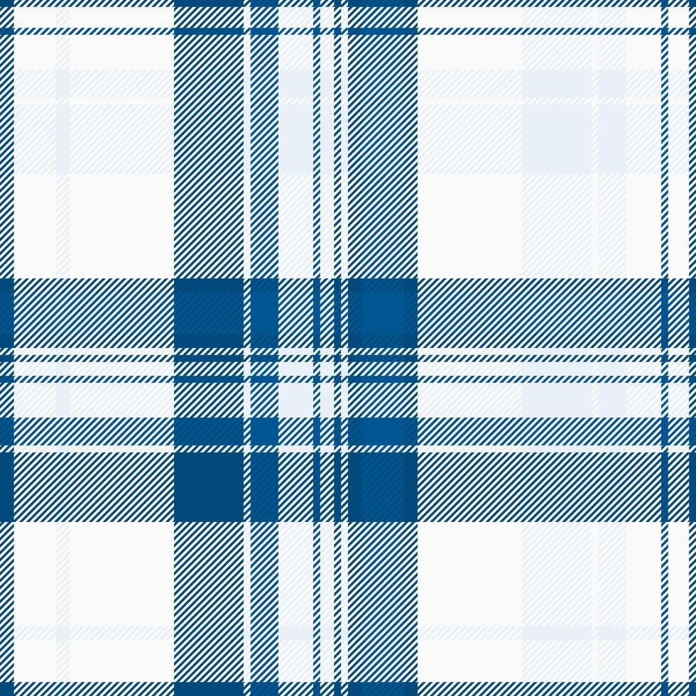 Worn check pattern fabric, classy seamless background. Printing tartan plaid textile texture in cyan and white colors. vector
