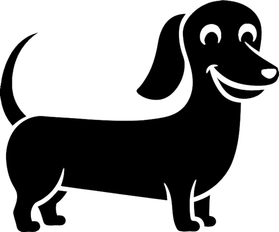 Silhouette of dachshund dog cartoon stencil. . png