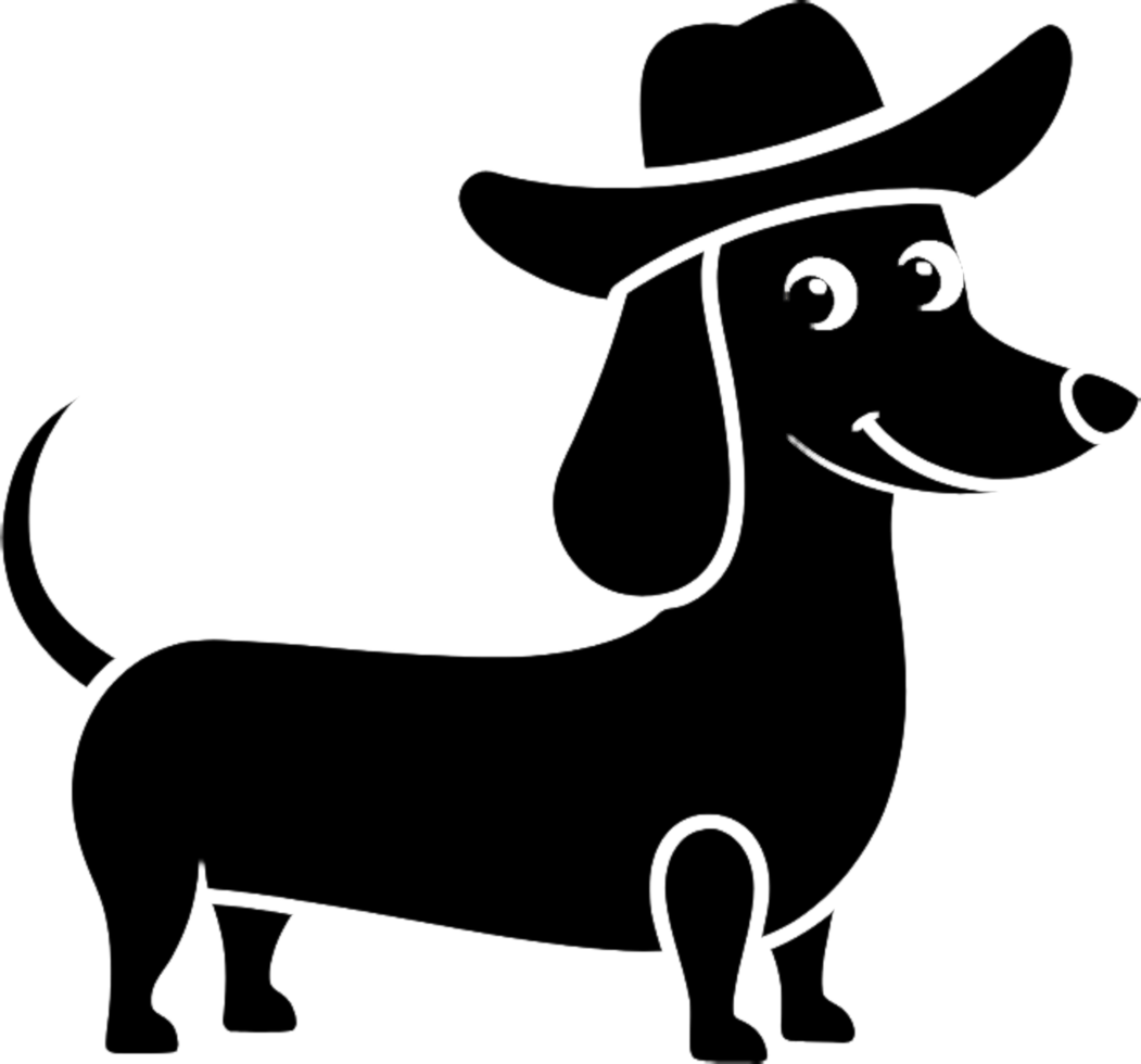 Black silhouette of dachshund dog cartoon. . png