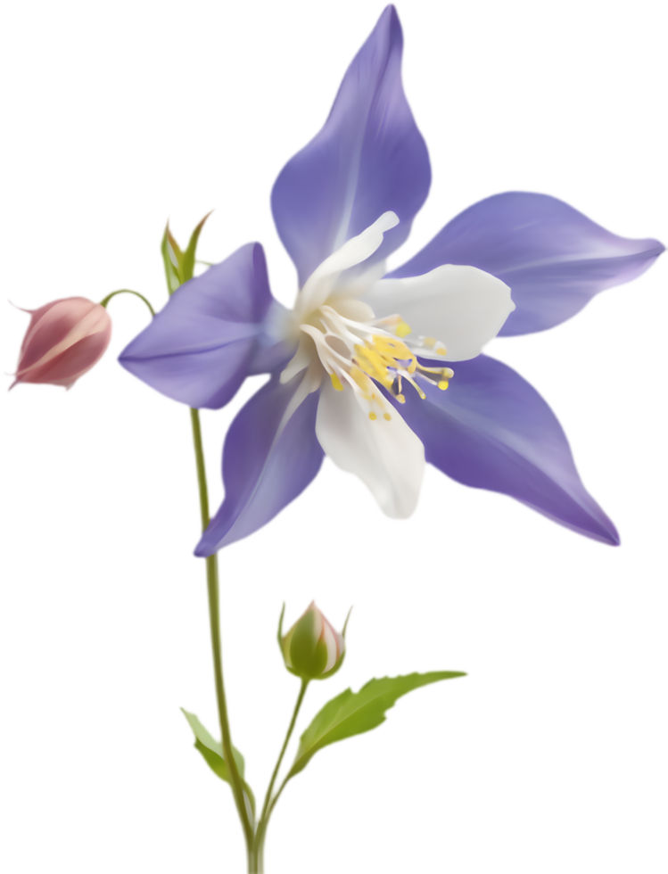 Detailed Columbine flower illustration with full bloom. . png
